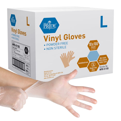 Disposable Vinyl Gloves Non-Sterile Powder & Latex Free Gloves, 4.3 Mil 1000-Pack, Large – Durable Cleaning Gloves