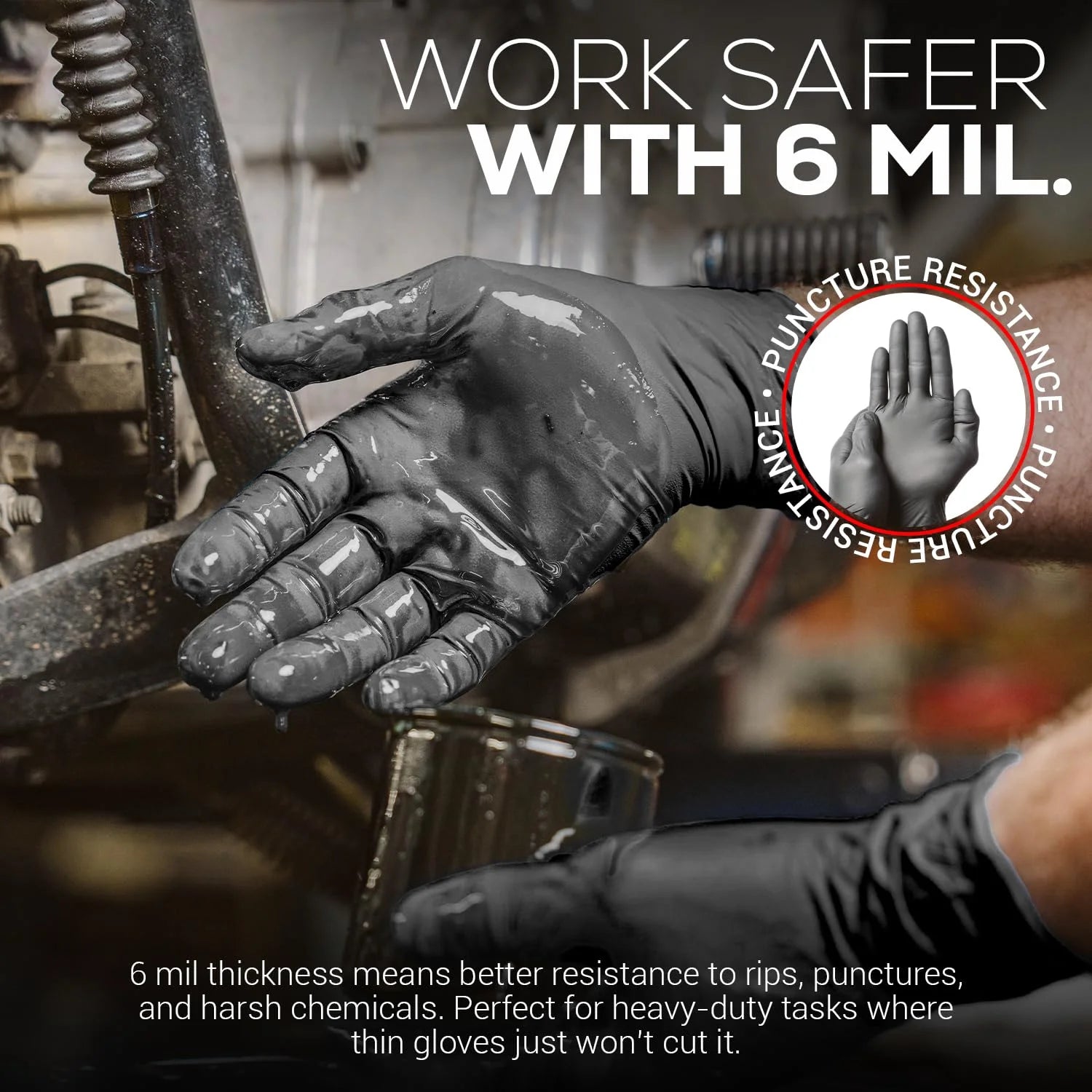 Volt Black 6 Mil Nitrile Disposable Gloves - Food Safe Disposable Gloves, Disposable Cleaning Gloves, Micro Textured Gloves for Enhanced Grip, Latex Free Gloves - 1000 Ct. (Large)