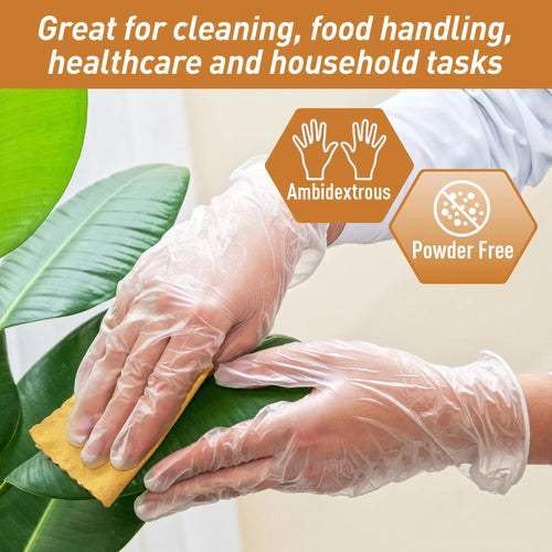 Disposable Vinyl Gloves Non-Sterile Powder & Latex Free Gloves, 4.3 Mil 1000-Pack, Large – Durable Cleaning Gloves