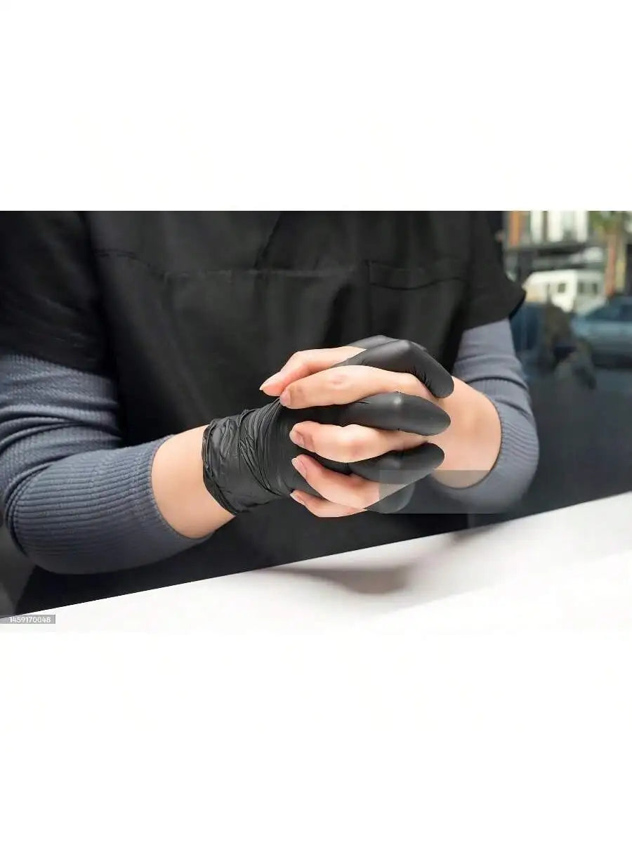 Premium Nitrile Disposable Gloves Heavy Duty, 100PCS/Bag, Sizes S/M/L/XL, Industrial Food Cleaning Medical Gloves, Black